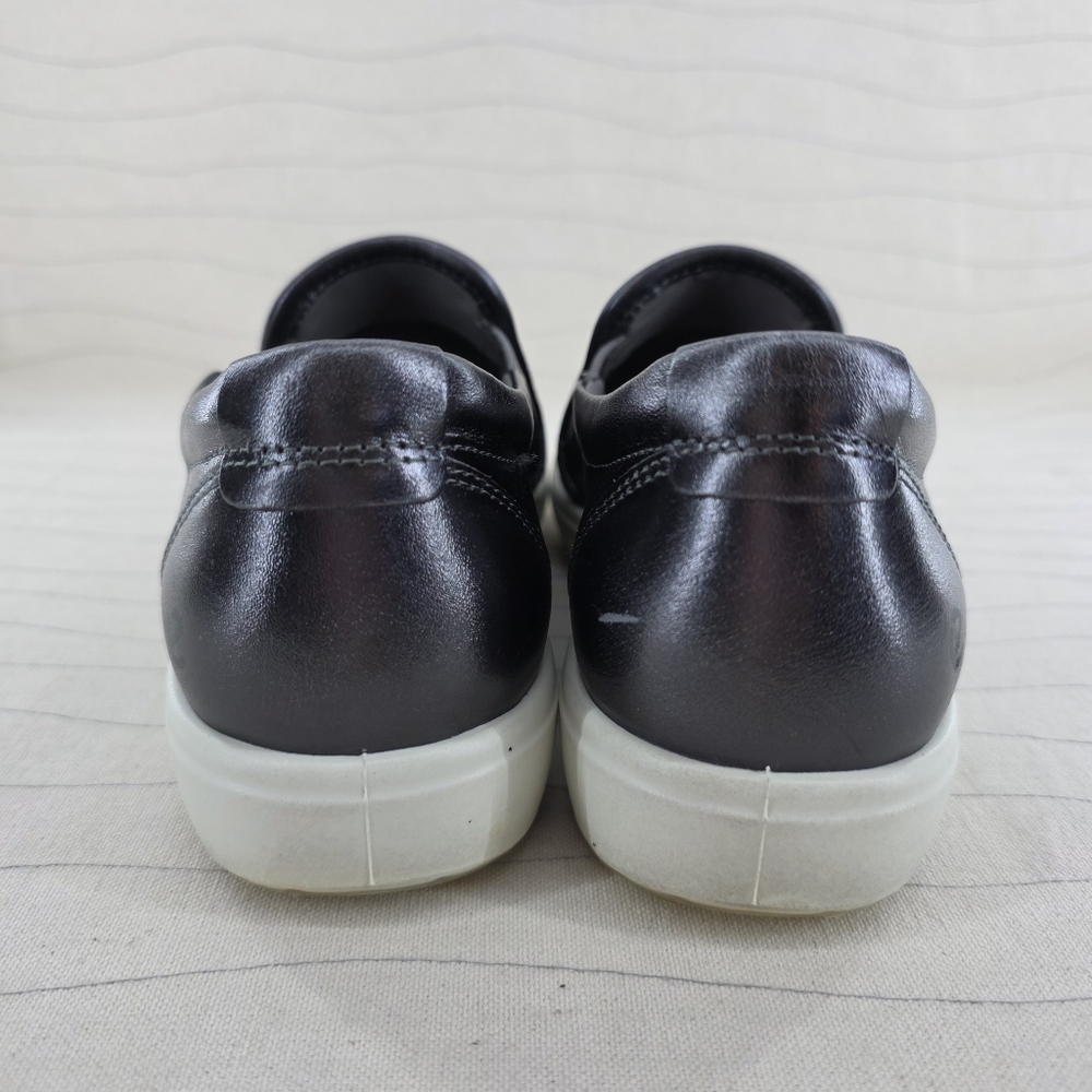 Ecco Womens Soft 7 Woven Leather Pewter Gray Slip On Loafers Shoes Size 40 EU - Picture 5 of 11